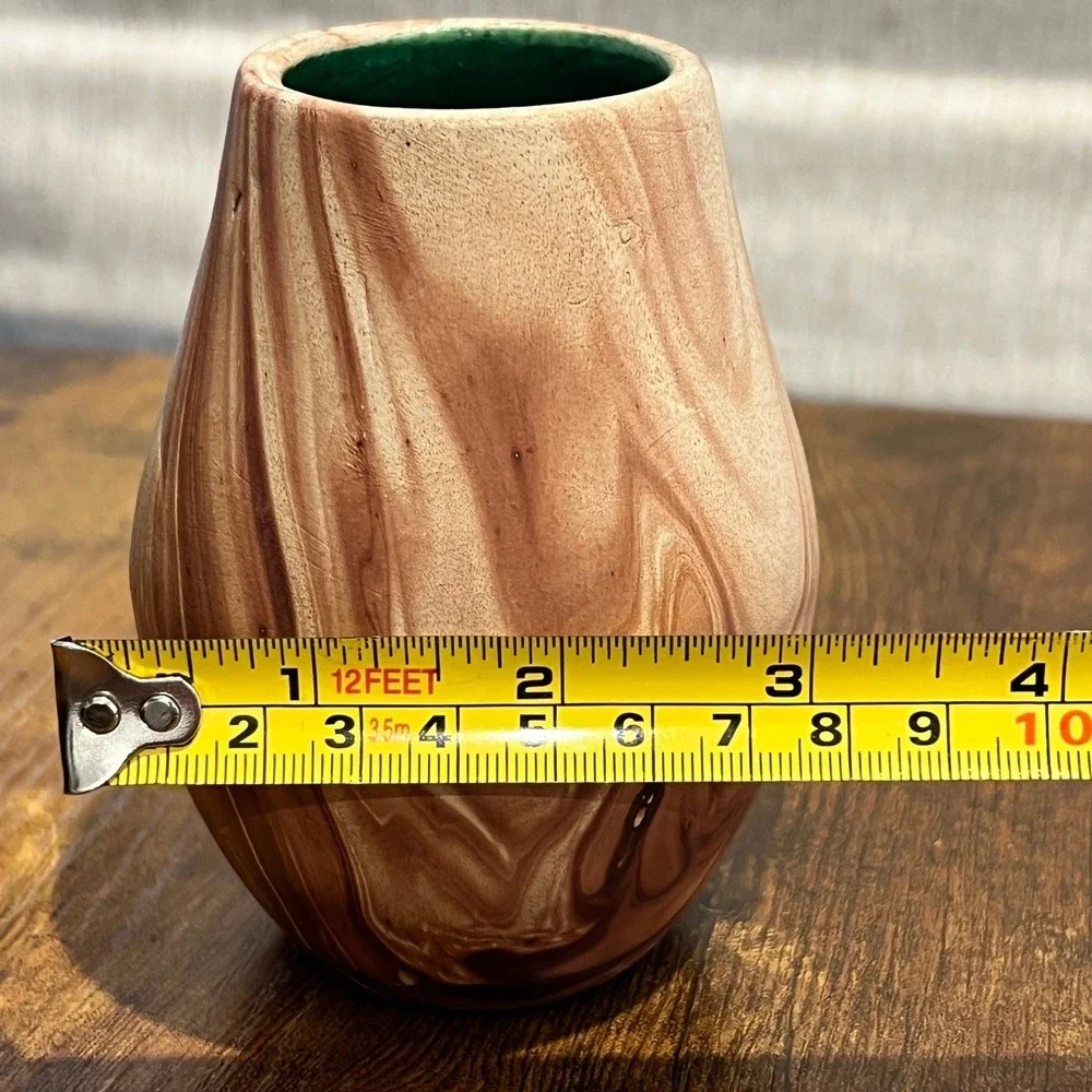 Vtg Pine Scent Pottery Vase Faux Bois Woodgrain Brown MCM‎ Retro Boho Chic